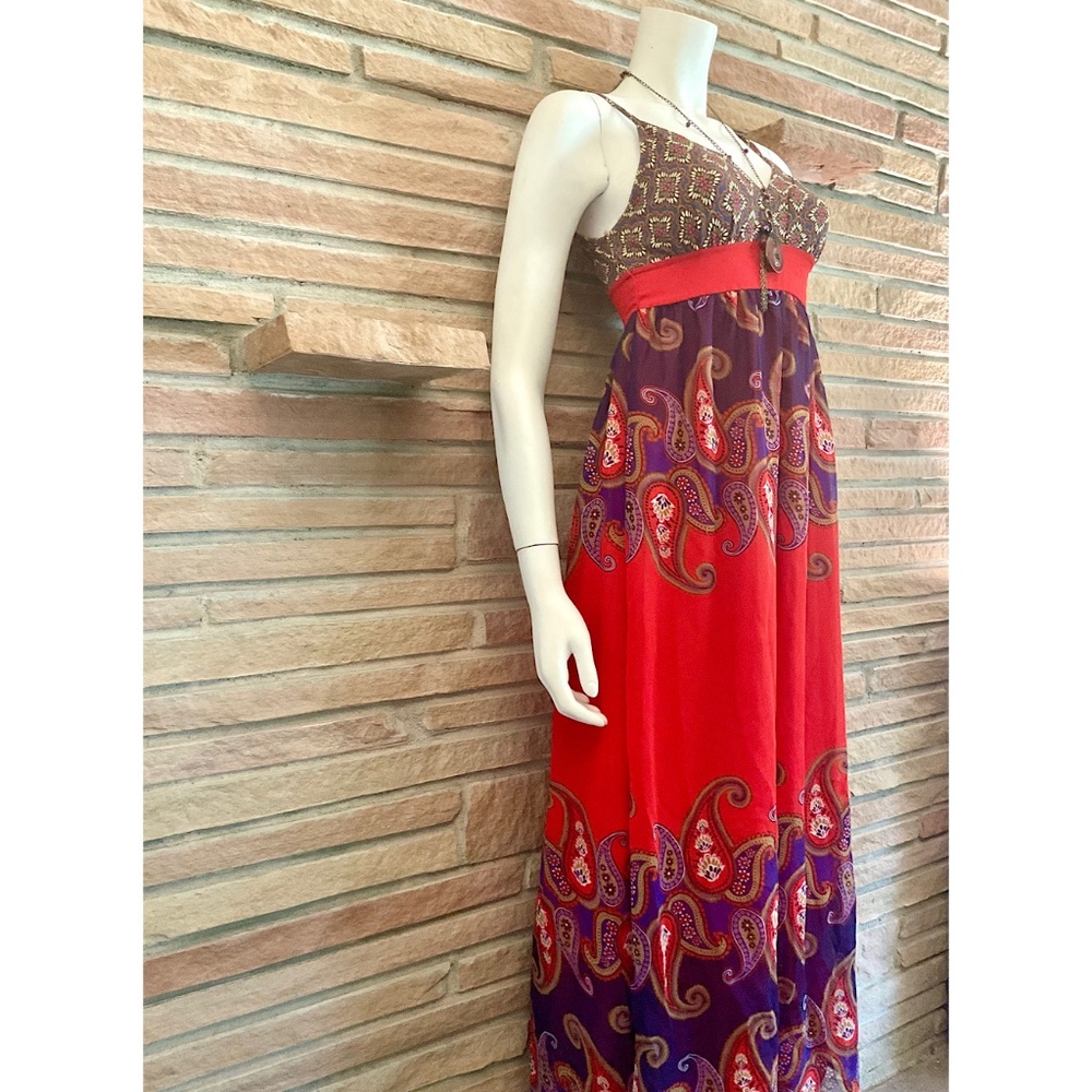 Forever 21 Boho Maxi Dress Red Purple Paisley - Picture 3 of 7